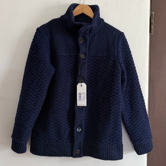 SLATE & STONENavy Blue Berkeley Wool Mohair Blend Chunky CardiganSmall